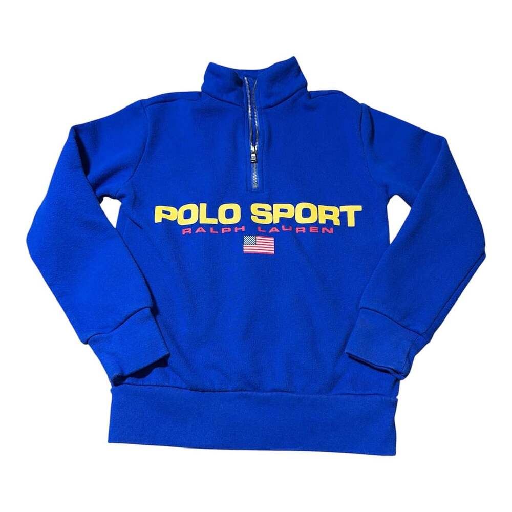 Polo Sport Ralph Lauren Youth Quarter Zip Fleece Sweatshirt Royal Blue
